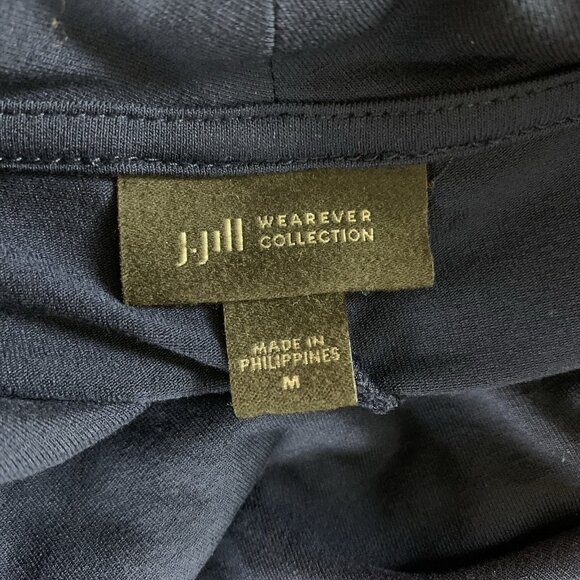 J Jill Wearever Navy Cowl Neck Midi Dress M Minimalist Travel Friendly - Picture 4 of 5